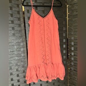 House of Harlow Elegant Coral Eyelet Dress